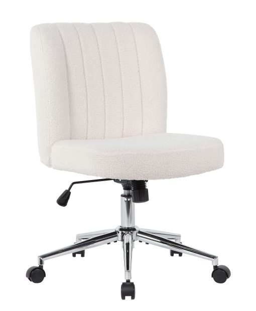 Boss Office Products Boucle Fabric Mid-Back Task Chair, Cream
