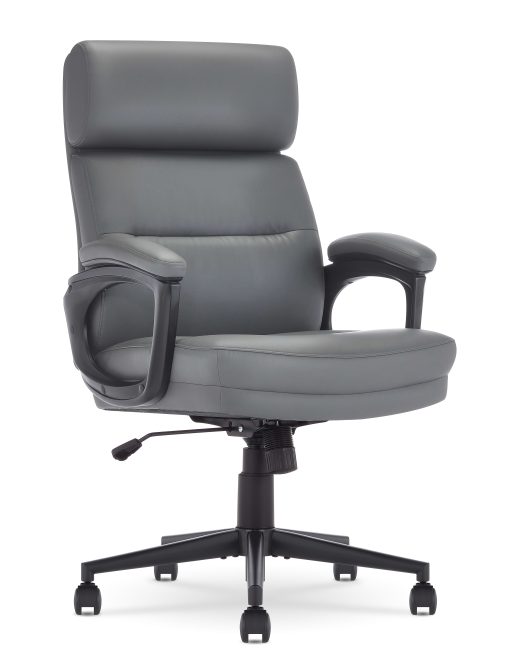 Serta Comfort Series Ergonomic Bonded Leather Mid-Back Executive Office Chair, Gray