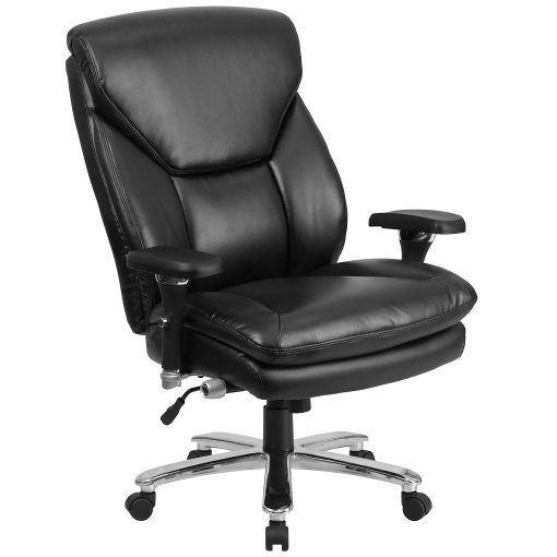 Flash Furniture HERCULES Series 24-7 Intensive Use Big & Tall Ergonomic LeatherSoft High-Back Office Chair With Lumbar Knob And Headrest, Black - Image 2