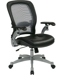 Office Star™ Professional AirGrid Bonded Leather High-Back Chair, Black/Platinum 2