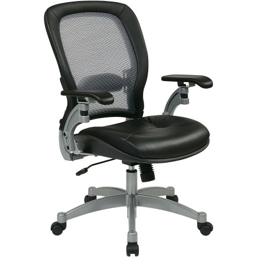 Office Star™ Professional AirGrid Bonded Leather High-Back Chair, Black/Platinum - Image 2