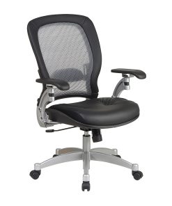 Office Star™ Professional AirGrid Bonded Leather High-Back Chair, Black/Platinum