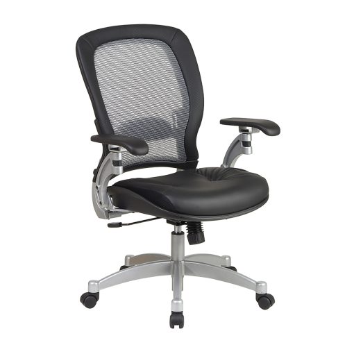 Office Star™ Professional AirGrid Bonded Leather High-Back Chair, Black/Platinum