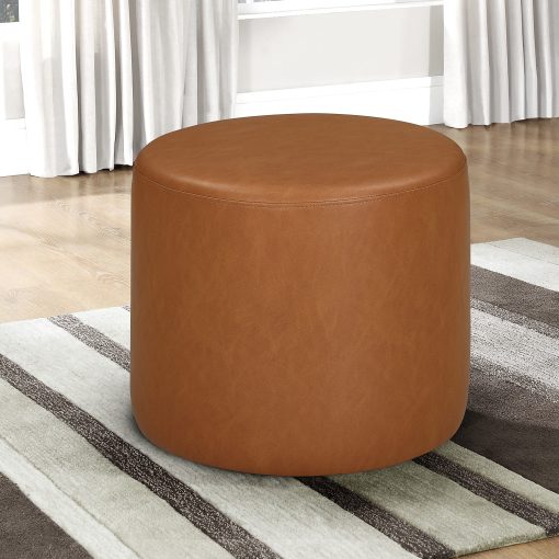 Lifestyle Solutions Gareth Faux Leather Ottoman, 17”H x 19”W x 19”D, Camel - Image 2