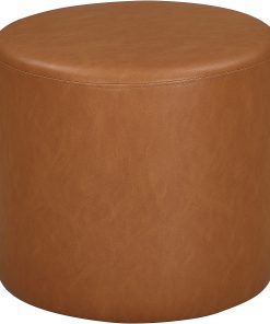 Lifestyle Solutions Gareth Faux Leather Ottoman, 17”H x 19”W x 19”D, Camel