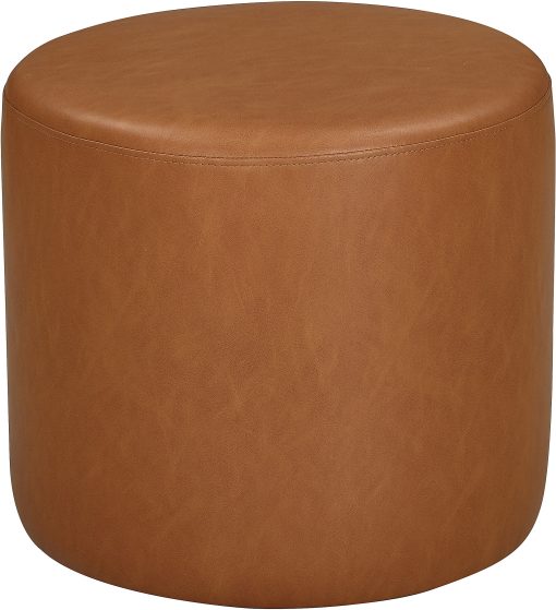 Lifestyle Solutions Gareth Faux Leather Ottoman, 17”H x 19”W x 19”D, Camel