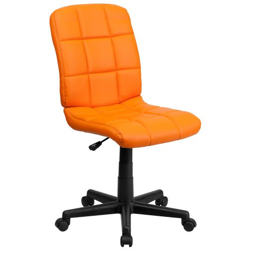 Flash Furniture Quilted Vinyl Mid-Back Swivel Task Chair, Orange/Black - Image 2