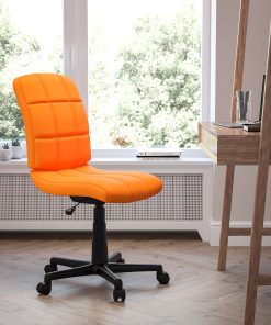 Flash Furniture Quilted Vinyl Mid-Back Swivel Task Chair, Orange/Black