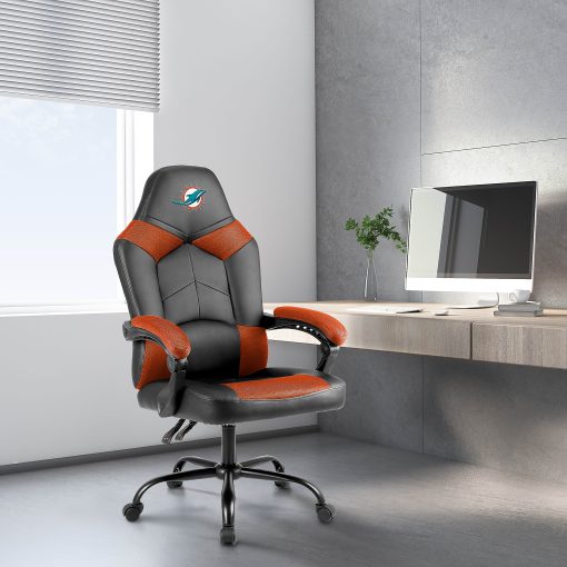 Imperial Adjustable Oversized Vinyl High-Back Office Task Chair, NFL Miami Dolphins, Black/Orange - Image 2