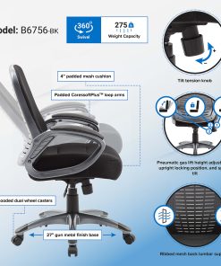 Boss Office Products Ribbed Mesh High-Back Task Chair, Black 2