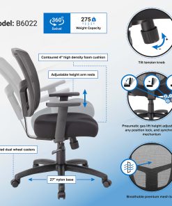 Boss Office Products Contract Mesh High-Back Task Chair, Black 2