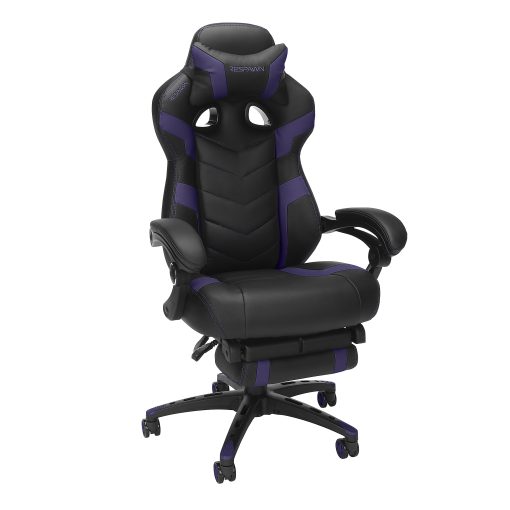 RESPAWN 110 Pro Gaming Chair, With Footrest & Headrest Pillow, Purple, RSP110V2PUR