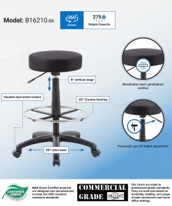 Boss Office Products DOT Mesh Stool, Black 2