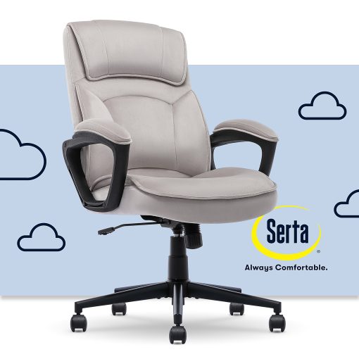 Serta® Comfort Classic Ergonomic Fabric High-Back Executive Office Chair, Taupe - Image 2