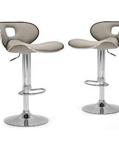 Glamour Home Adria Bar Stools, Ashy/Chrome, Set Of 2 Stools