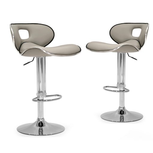 Glamour Home Adria Bar Stools, Ashy/Chrome, Set Of 2 Stools