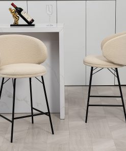 Glamour Home Baxter Fabric Counter Height Stools With Back, White, Set Of 2 Stools 2