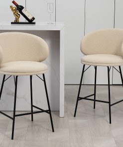 Glamour Home Baxter Fabric Counter Height Stools With Back, White, Set Of 2 Stools