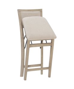 Linon Baker Pad Back Folding Counter Stool, Gray Wash/Beige 2