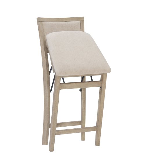 Linon Baker Pad Back Folding Counter Stool, Gray Wash/Beige - Image 2