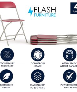 Flash Furniture Hercules Series Folding Chairs, Red/Gray, Pack Of 4 Chairs 2