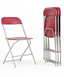 Flash Furniture Hercules Series Folding Chairs, Red/Gray, Pack Of 4 Chairs