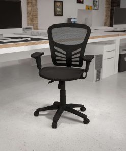 Flash Furniture Ergonomic Mesh Mid-Back Multi-Function Office Chair, Black