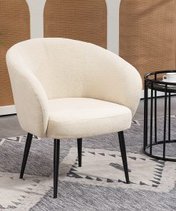 Glamour Home Bayan Boucle Fabric Accent Chair, White/Black 2