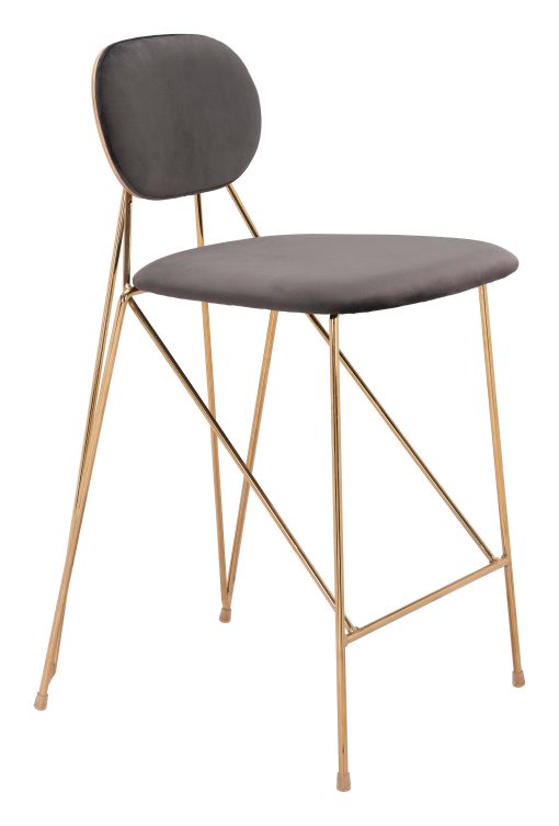 Zuo Georges Counter-Height Stools, Gray/Gold, Set Of 2 Stools - Image 2