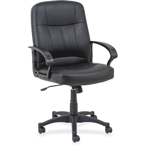 Lorell® Chadwick Bonded Leather Mid-Back Chair, Black