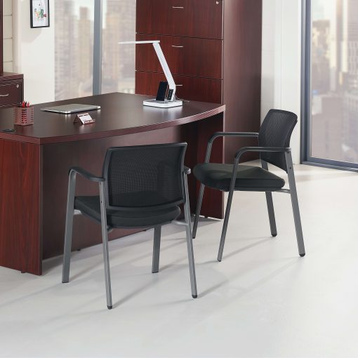 Lorell® Chadwick Bonded Leather Guest Chair, Black - Image 2