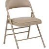 Office Star™ Work Smart® Vinyl Mid-Back Folding Chairs, Tan, Set Of 4 Chairs