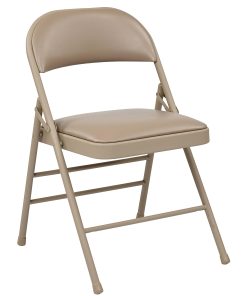 Office Star™ Work Smart® Vinyl Mid-Back Folding Chairs, Tan, Set Of 4 Chairs