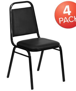 Flash Furniture HERCULES Series Stacking Banquet Chairs, Black, Set Of 4 Chairs 2
