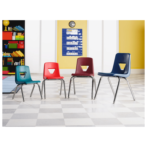 Lorell® Classroom Student Stack Chairs, 18"H Seat, Navy/Silver, Set Of 4 - Image 2