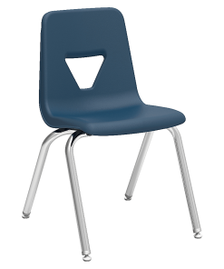 Lorell® Classroom Student Stack Chairs, 18"H Seat, Navy/Silver, Set Of 4