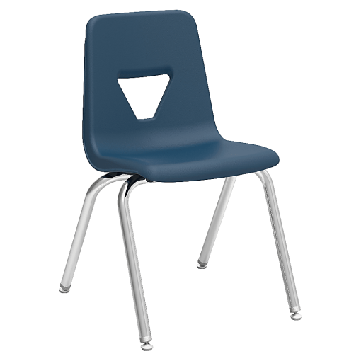 Lorell® Classroom Student Stack Chairs, 18"H Seat, Navy/Silver, Set Of 4