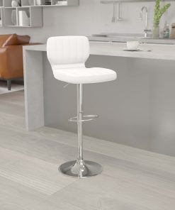 Flash Furniture Contemporary Adjustable Bar Stool, White, CH132330WH