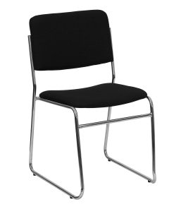 Flash Furniture HERCULES Series High-Density Stacking Chair With Sled Base, Black/Chrome 2