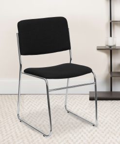 Flash Furniture HERCULES Series High-Density Stacking Chair With Sled Base, Black/Chrome