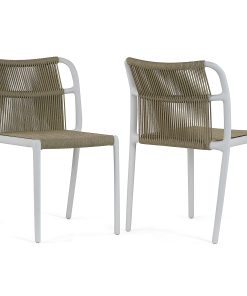Glamour Home Belden Fabric Dining Accent Chairs, Beige/White, Set Of 2 Chairs