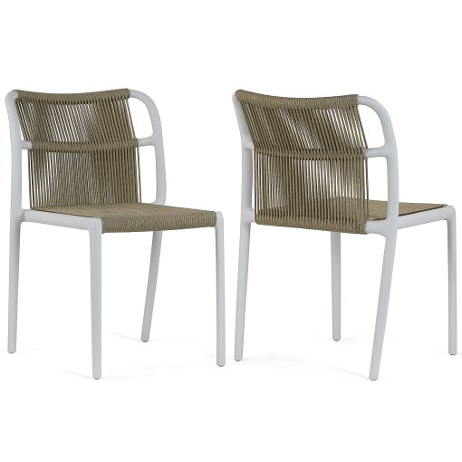 Glamour Home Belden Fabric Dining Accent Chairs, Beige/White, Set Of 2 Chairs
