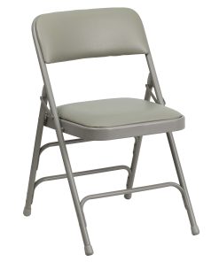 Flash Furniture HERCULES Vinyl Curved Triple-Braced Folding Chair, Gray 2