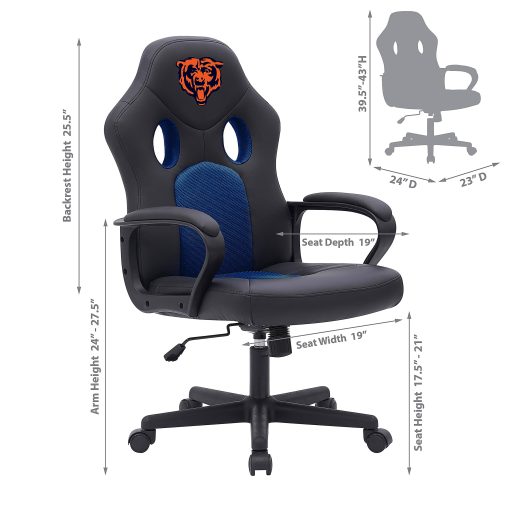 Imperial NFL Vision Faux Leather/Mesh High-Back Computer Gaming Chair, Chicago Bears - Image 2