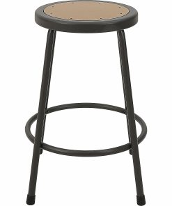 Lorell Metal Shop Stool, 24″ Wood Medium Density Fiber (MDF) Seat Material, Light Gray 2