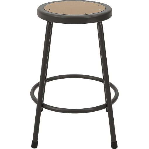Lorell Metal Shop Stool, 24" Wood Medium Density Fiber (MDF) Seat Material, Light Gray - Image 2