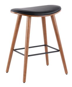 LumiSource Saddle Counter Stools, Walnut/Black, Set Of 2 Stools 2
