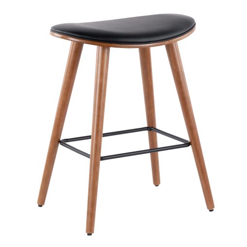LumiSource Saddle Counter Stools, Walnut/Black, Set Of 2 Stools - Image 2