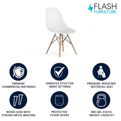 Flash Furniture Elon Series Plastic Chair, White - Image 2