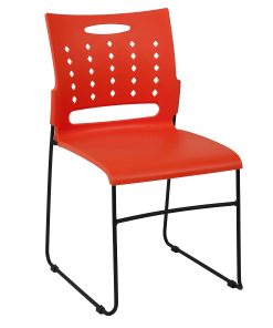 Flash Furniture Sled-Base Stacking Chair With Handle And Air-Vent Back, Orange/Black 2